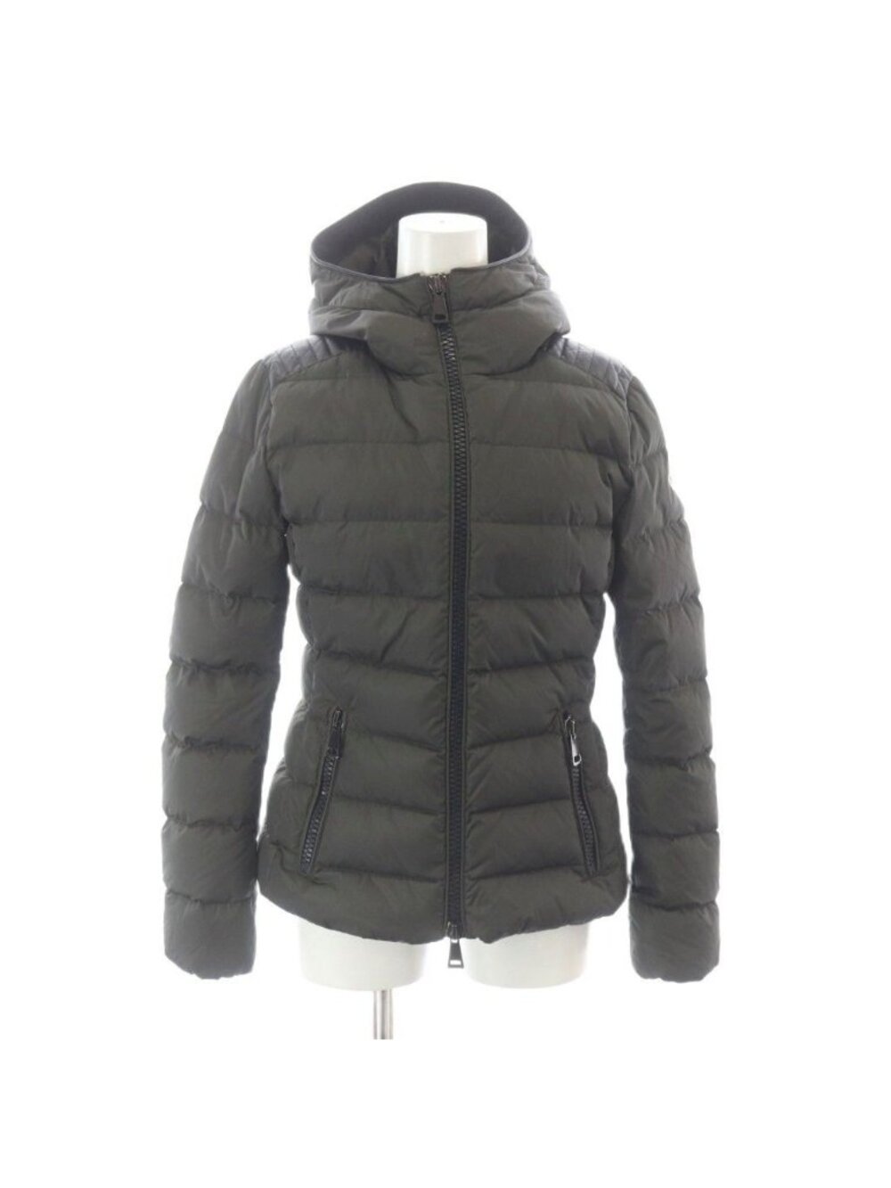 Moncler Tetra Down Jacket Lambskin Nylon Trim Sheep Patch Logo Khaki